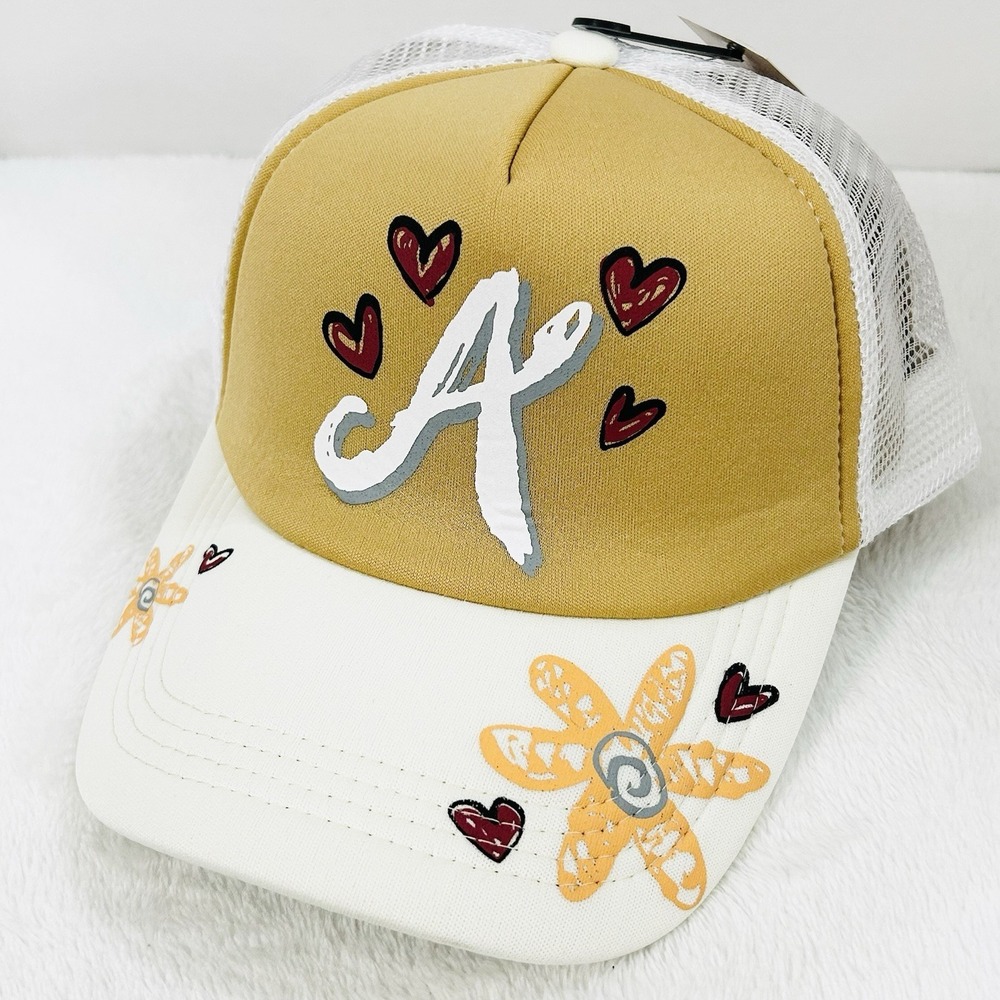Reason A Initial Script Hearts Trucker 2-Tone Hat Cap‎ Adjustable Snapback Brown